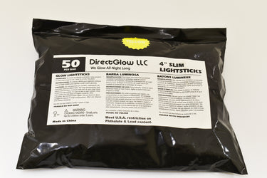 4 inch 10mm Yellow Glow Sticks- 50 Per Package
